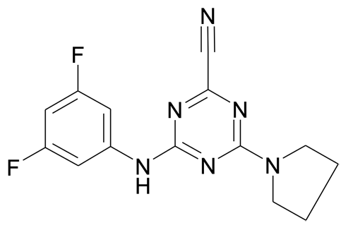 4-(3,5-Difluoro-phenylamino)-6-pyrrolidin-1-yl-[1,3,5]triazine-2-carbonitrile