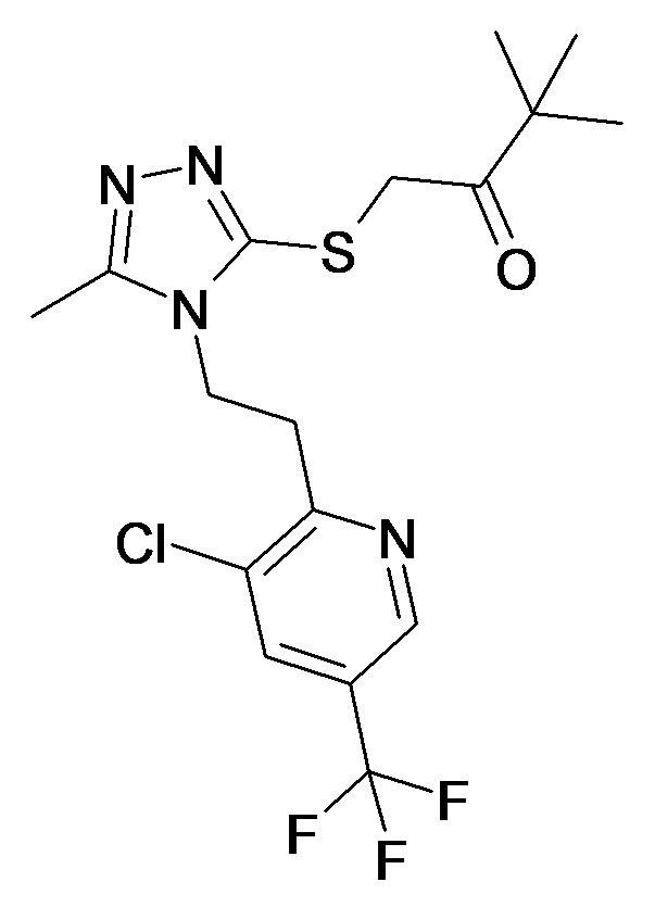 1-{4-[2-(3-Chloro-5-trifluoromethyl-pyridin-2-yl)-ethyl]-5-methyl-4H-[1,2,4]triazol-3-ylsulfanyl}-3,3-dimethyl-butan-2-one