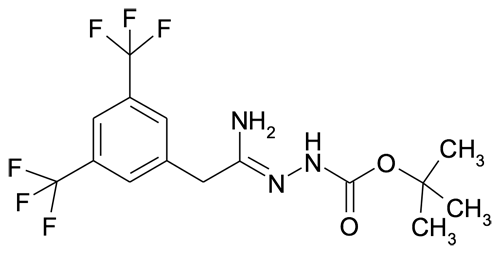 N'-[1-Amino-2-(3,5-bis-(trifluoromethyl)phenyl)ethylidene]hydrazinecarboxylic acid tert-butyl ester