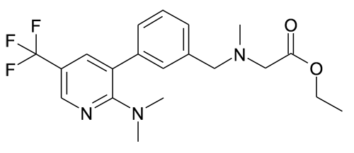 {[3-(2-Dimethylamino-5-trifluoromethyl-pyridin-3-yl)-benzyl]-methyl-amino}-acetic acid ethyl ester