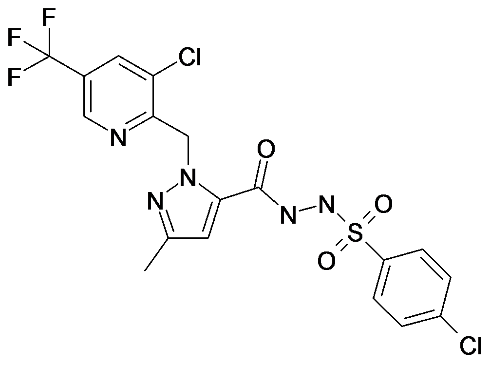 1-(4-chlorophenyl)sulphonyl-2-[2-(3-chloro-5-(trifluoromethyl)pyridin-2-ylmethyl)-5-methyl-2H-pyrazole-3-carboxy]hydrazine