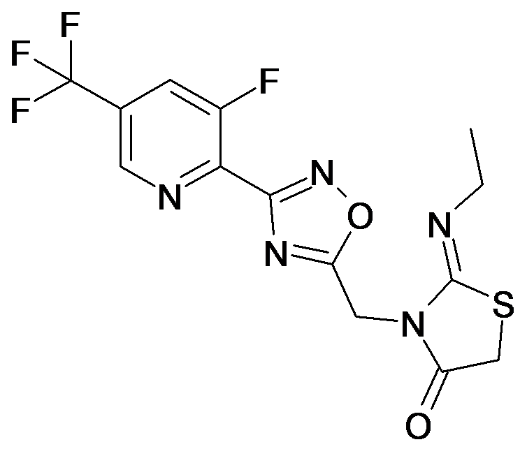 2-[(Z)-Ethylimino]-3-[3-(3-fluoro-5-trifluoromethyl-pyridin-2-yl)-[1,2,4]oxadiazol-5-ylmethyl]-thiazolidin-4-one