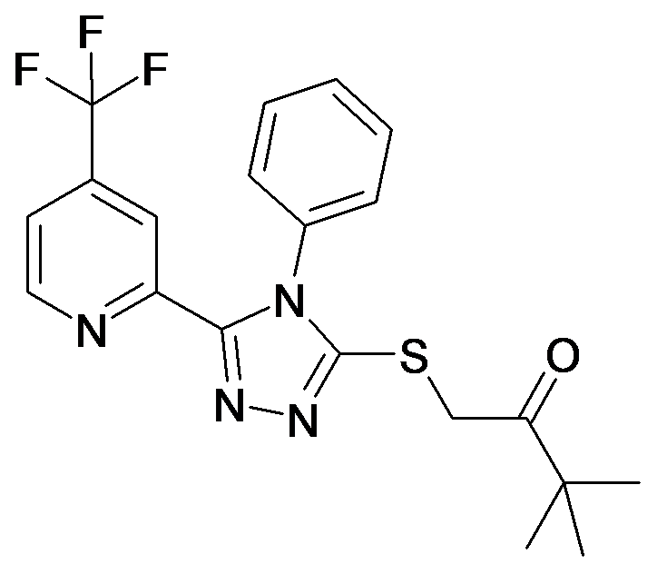 3,3-Dimethyl-1-[4-phenyl-5-(4-trifluoromethyl-pyridin-2-yl)-4H-[1,2,4]triazol-3-ylsulfanyl]-butan-2-one