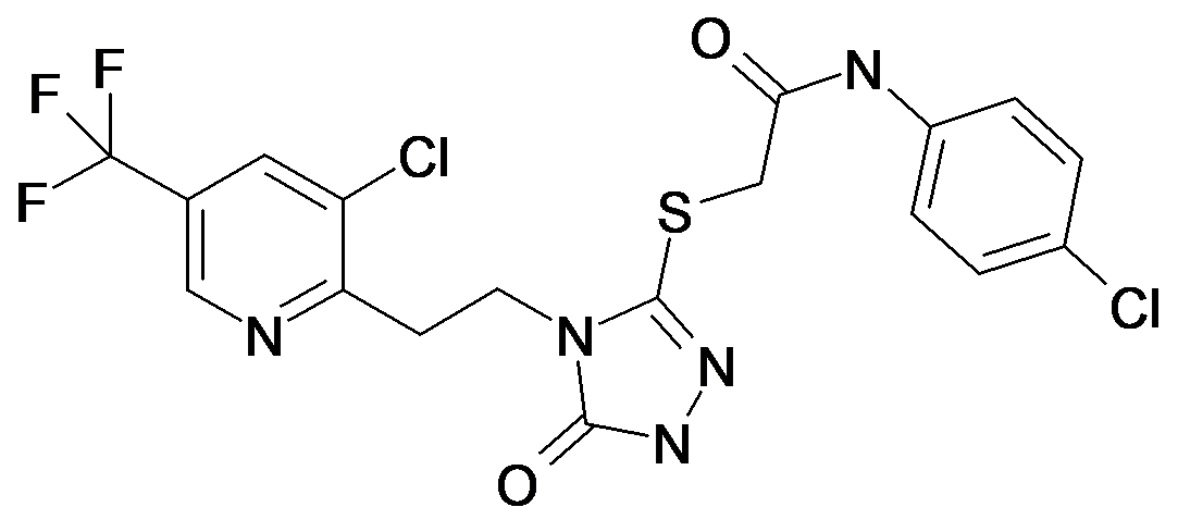 N-(4-Chloro-phenyl)-2-{4-[2-(3-chloro-5-trifluoromethyl-pyridin-2-yl)-ethyl]-5-oxo-4,5-dihydro-1H-[1,2,4]triazol-3-ylsulfanyl}-acetamide