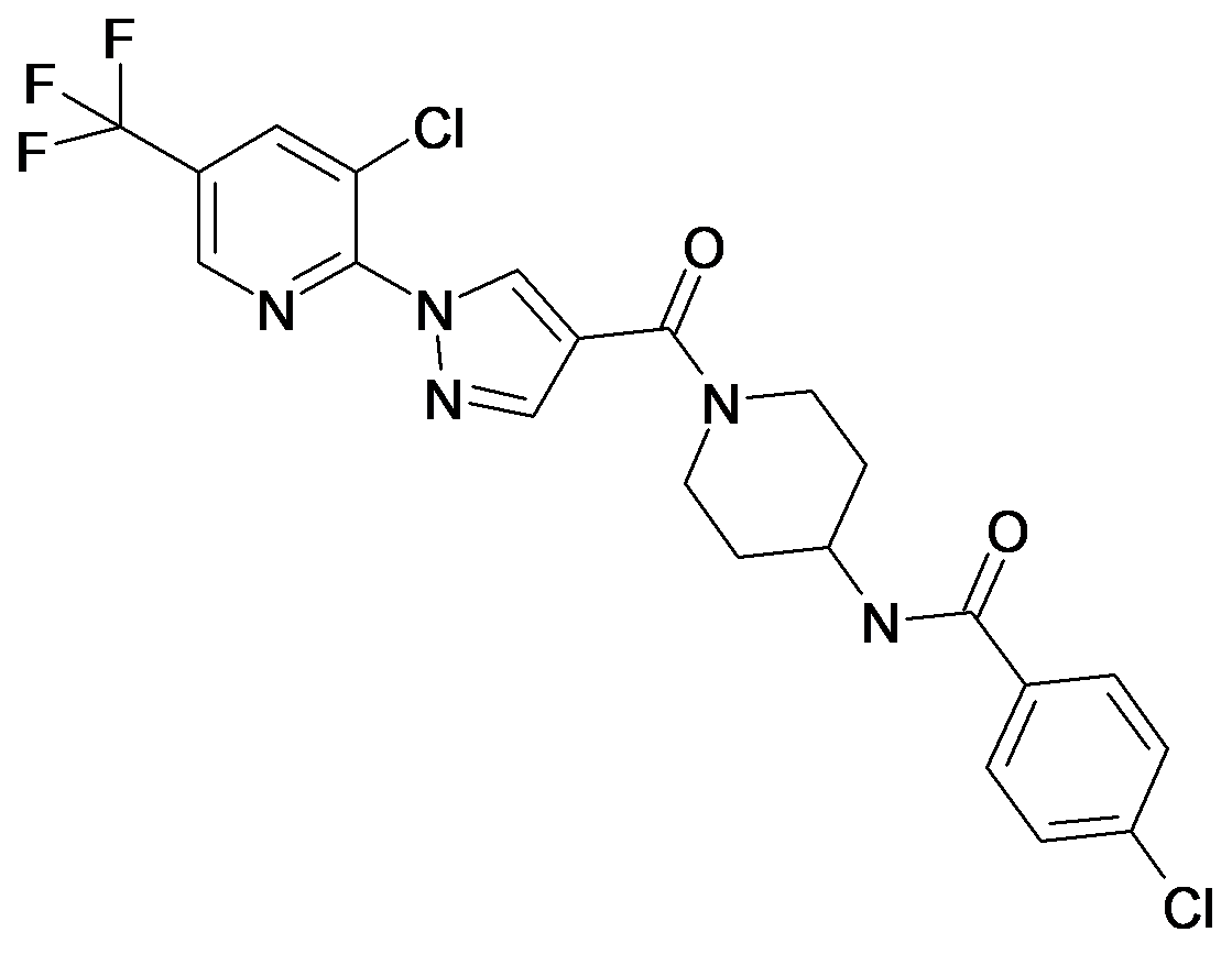 4-Chloro-N-{1-[1-(3-chloro-5-trifluoromethyl-pyridin-2-yl)-1H-pyrazole-4-carbonyl]-piperidin-4-yl}-benzamide