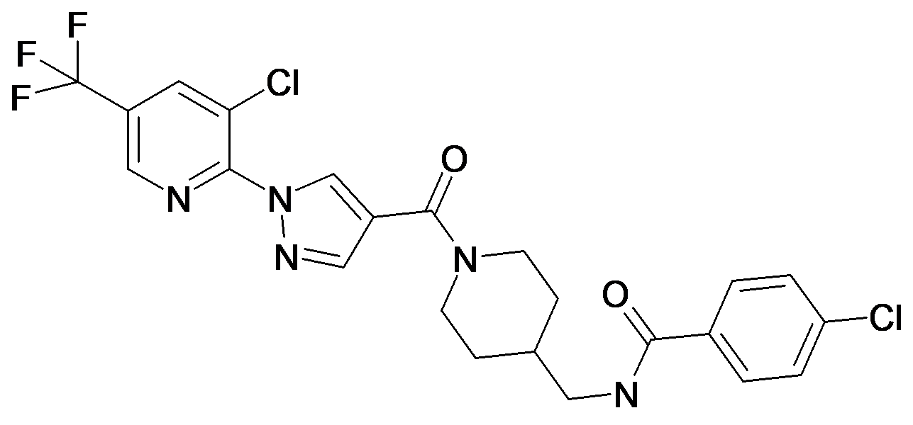 4-Chloro-N-{1-[1-(3-chloro-5-trifluoromethyl-pyridin-2-yl)-1H-pyrazole-4-carbonyl]-piperidin-4-ylmethyl}-benzamide