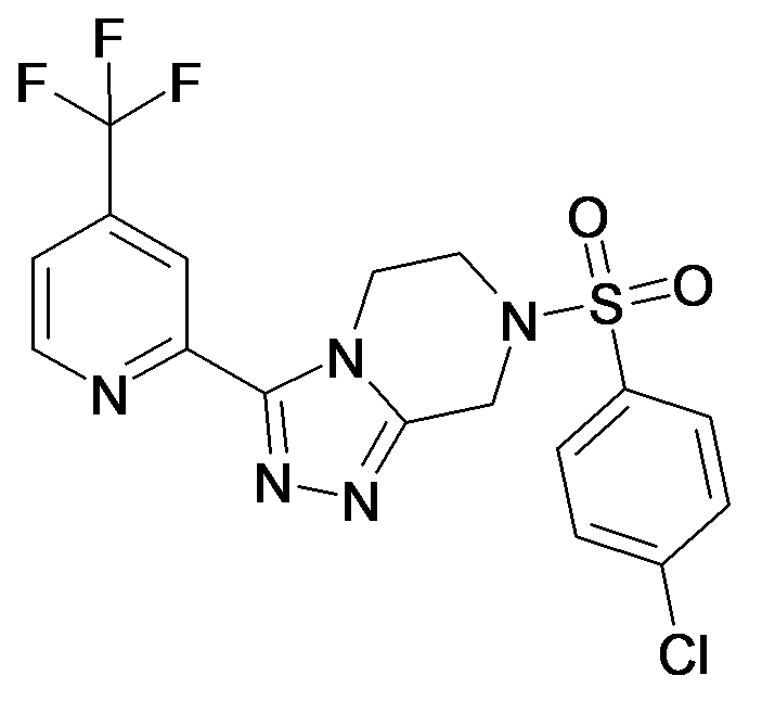 7-(4-Chloro-benzenesulfonyl)-3-(4-trifluoromethyl-pyridin-2-yl)-5,6,7,8-tetrahydro-[1,2,4]triazolo[4,3-a]pyrazine