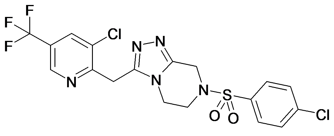 7-(4-Chloro-benzenesulfonyl)-3-(3-chloro-5-trifluoromethyl-pyridin-2-ylmethyl)-5,6,7,8-tetrahydro-[1,2,4]triazolo[4,3-a]pyrazine