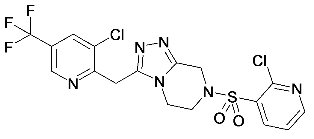 7-(2-Chloro-pyridine-3-sulfonyl)-3-(3-chloro-5-trifluoromethyl-pyridin-2-ylmethyl)-5,6,7,8-tetrahydro-[1,2,4]triazolo[4,3-a]pyrazine