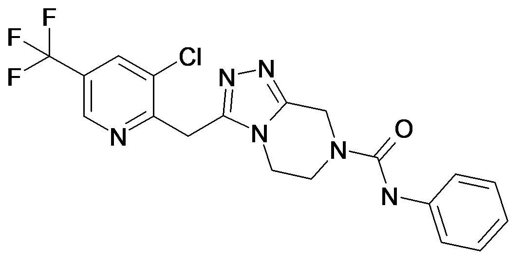 3-(3-Chloro-5-trifluoromethyl-pyridin-2-ylmethyl)-5,6-dihydro-8H-[1,2,4]triazolo[4,3-a]pyrazine-7-carboxylic acid phenylamide