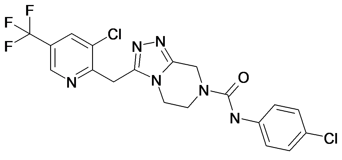 3-(3-Chloro-5-trifluoromethyl-pyridin-2-ylmethyl)-5,6-dihydro-8H-[1,2,4]triazolo[4,3-a]pyrazine-7-carboxylic acid (4-chloro-phenyl)-amide