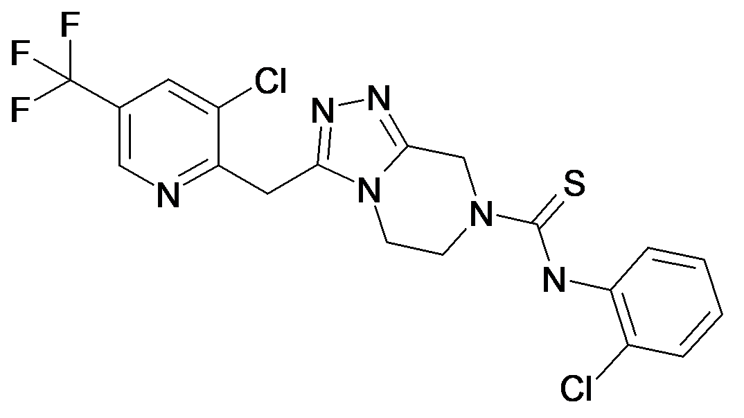 3-(3-Chloro-5-trifluoromethyl-pyridin-2-ylmethyl)-5,6-dihydro-8H-[1,2,4]triazolo[4,3-a]pyrazine-7-carbothioic acid (2-chloro-phenyl)-amide