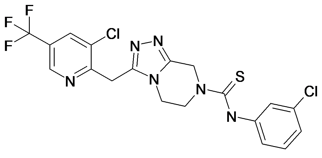 3-(3-Chloro-5-trifluoromethyl-pyridin-2-ylmethyl)-5,6-dihydro-8H-[1,2,4]triazolo[4,3-a]pyrazine-7-carbothioic acid (3-chloro-phenyl)-amide