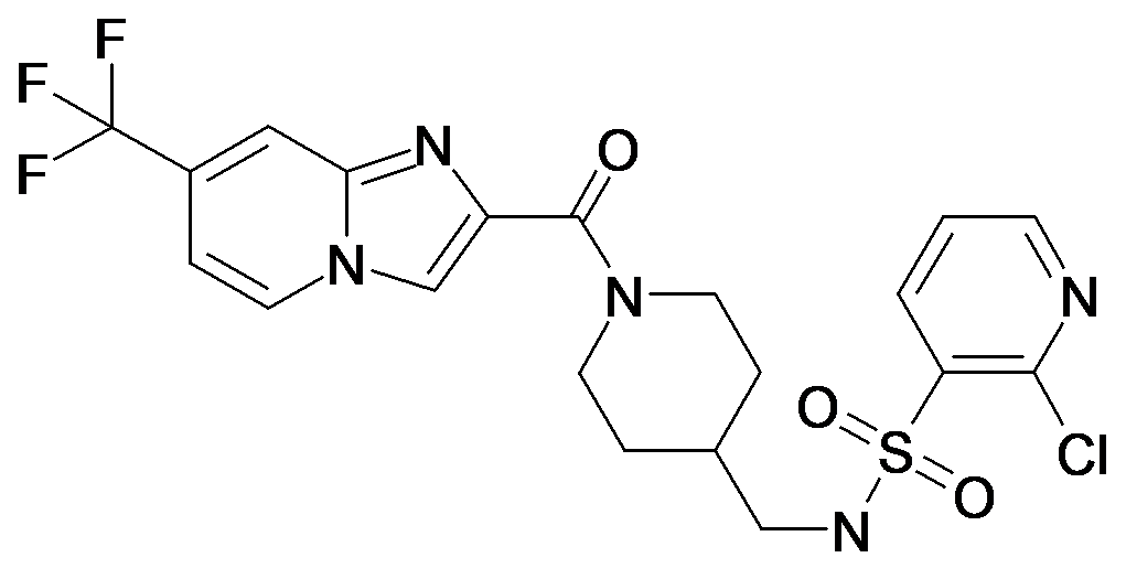 2-Chloro-pyridine-3-sulfonic acid [1-(7-trifluoromethyl-imidazo[1,2-a]pyridine-2-carbonyl)-piperidin-4-ylmethyl]-amide
