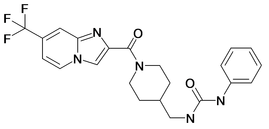 1-Phenyl-3-[1-(7-trifluoromethyl-imidazo[1,2-a]pyridine-2-carbonyl)-piperidin-4-ylmethyl]-urea