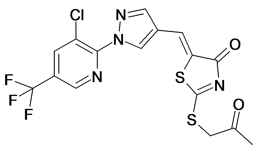 5-[1-[1-(3-Chloro-5-trifluoromethyl-pyridin-2-yl)-1H-pyrazol-4-yl]-meth-(Z)-ylidene]-2-(2-oxo-propylsulfanyl)-thiazol-4-one