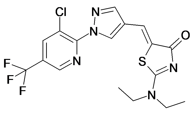 5-[1-[1-(3-Chloro-5-trifluoromethyl-pyridin-2-yl)-1H-pyrazol-4-yl]-meth-(Z)-ylidene]-2-diethylamino-thiazol-4-one