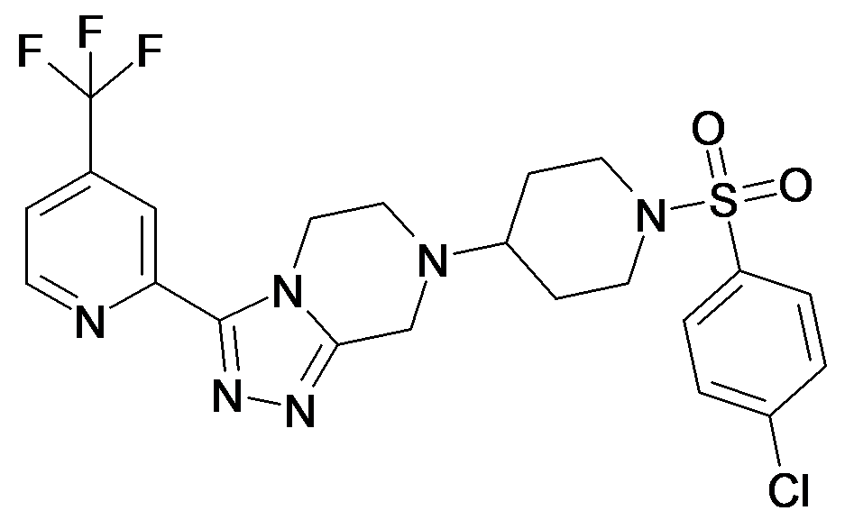 7-[1-(4-Chloro-benzenesulfonyl)-piperidin-4-yl]-3-(4-trifluoromethyl-pyridin-2-yl)-5,6,7,8-tetrahydro-[1,2,4]triazolo[4,3-a]pyrazine