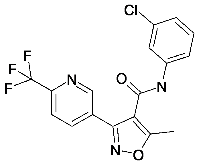 5-Methyl-3-(6-trifluoromethyl-pyridin-3-yl)-isoxazole-4-carboxylic acid (3-chloro-phenyl)-amide