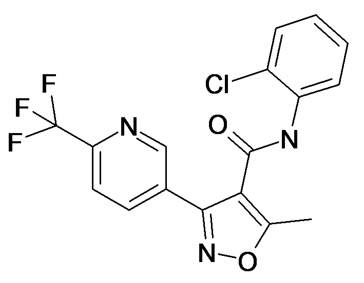 5-Methyl-3-(6-trifluoromethyl-pyridin-3-yl)-isoxazole-4-carboxylic acid (2-chloro-phenyl)-amide