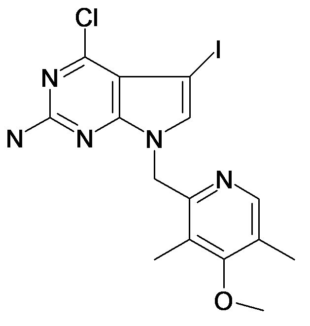 4-Chloro-5-iodo-7-(4-methoxy-3,5-dimethyl-pyridin-2-ylmethyl)-7H-pyrrolo[2,3-d]pyrimidin-2-ylamine