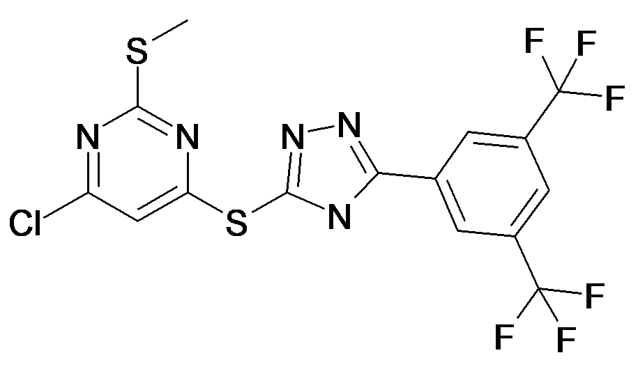 4-[5-(3,5-Bis-trifluoromethyl-phenyl)-4H-[1,2,4]triazol-3-ylsulfanyl]-6-chloro-2-methylsulfanyl-pyrimidine